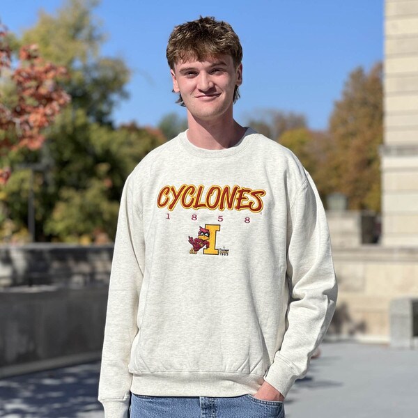 CI Sport Cyclones Leaning Cy 1858 Oatmeal Crewneck